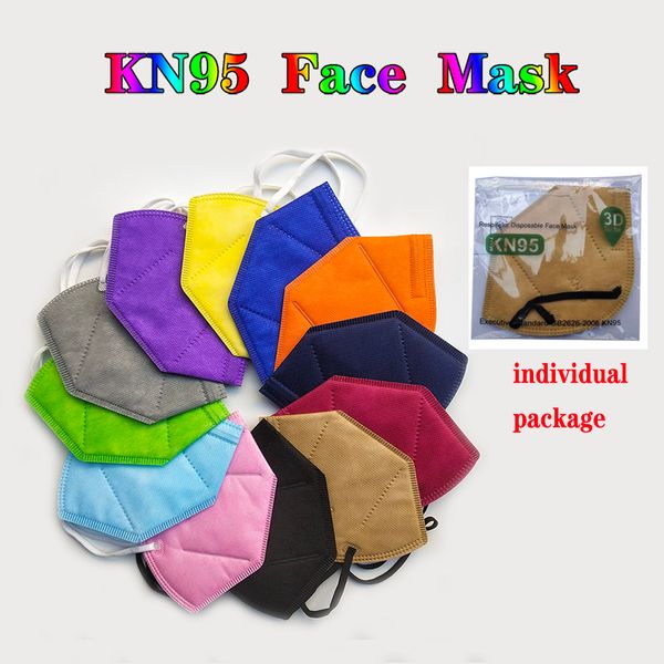 Maschera KN95 Multicolor Antipolvere 5 strati di protezione Maschera facciale filtrante al 95% Tessuto non tessuto Maschere facciali nere KN95