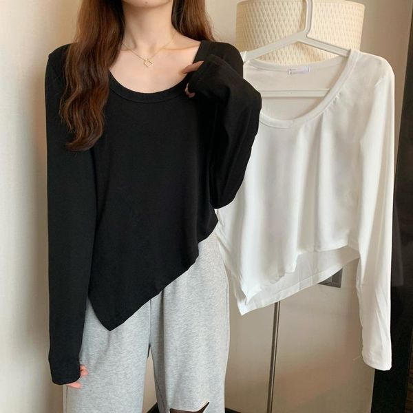 

women's t-shirt 100% cotton t-shirts korean style white female long sleeve shirt spring 2021 camisetas de mujer pph3994