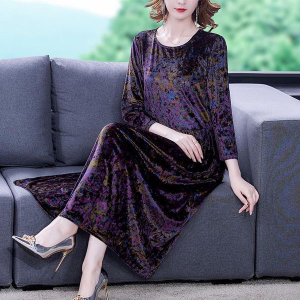 

casual dresses spring purple velvet long sleeve midi autumn women elegant bodycon party vestidos 2021 loose vintage, Black;gray