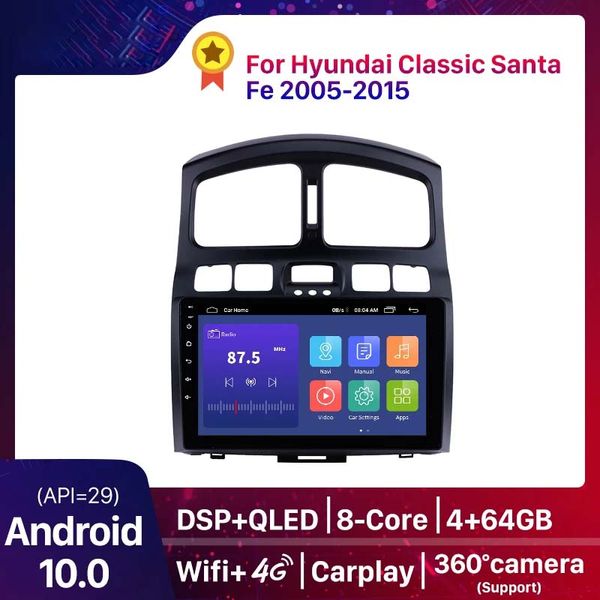 Carro DVD Multimedia Player Android 10,0 GPS 2din Estéreo para 2005 2006-2015 Hyundai Classic Santa Fé HD Touch Screen Unit