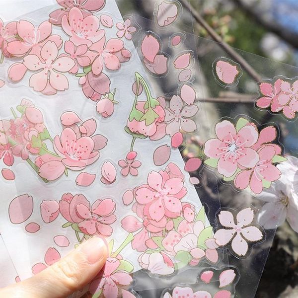 

gift wrap 20packs paper cherry blossom sticker rose pink flower adhesive stationery decor for scrapbooking diary