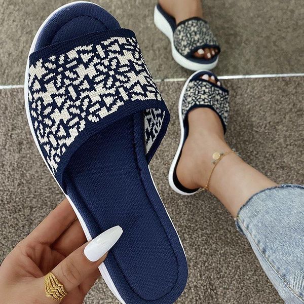 

slippers 2021 summer women shoes printed female flats beach ladies casual soft sole open toe sandals females slides, Black