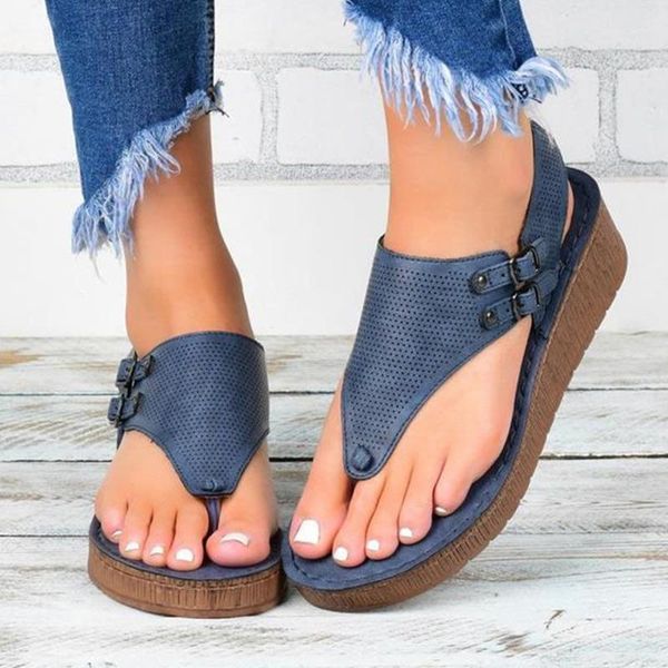 

sandals summer ladies plus size fashion footwear dropship shoes hollow wedges platform buckle strap women clip toe casual, Black