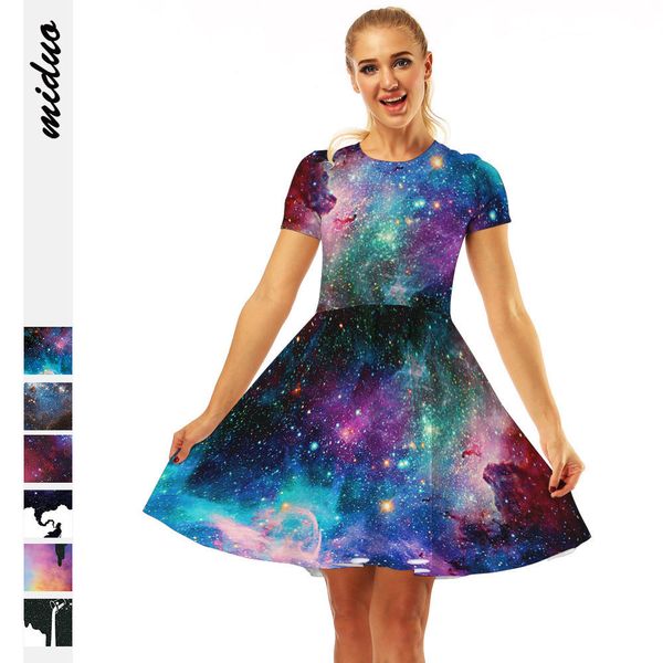 

skirt digital printing women's short sleeve t-shirt summer, Black