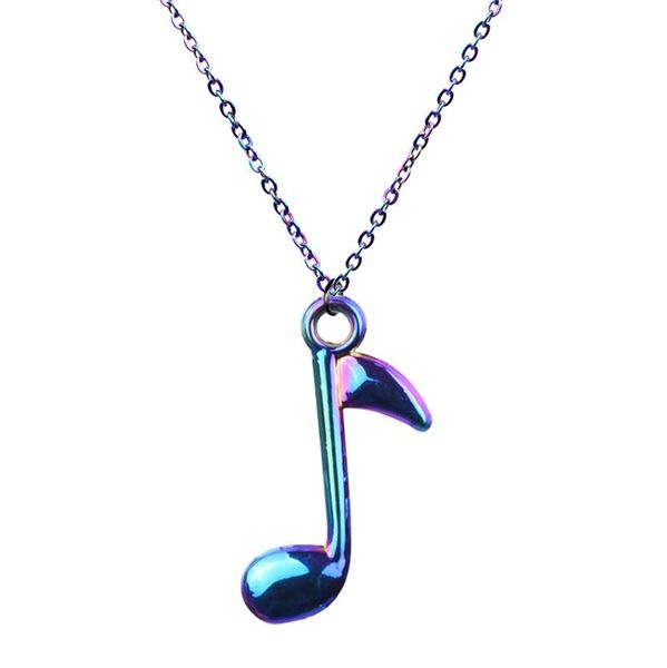 

pendant necklaces musical note necklace moon snow for girl men link chain women's jewelry choker rainbow color fashion female, Silver