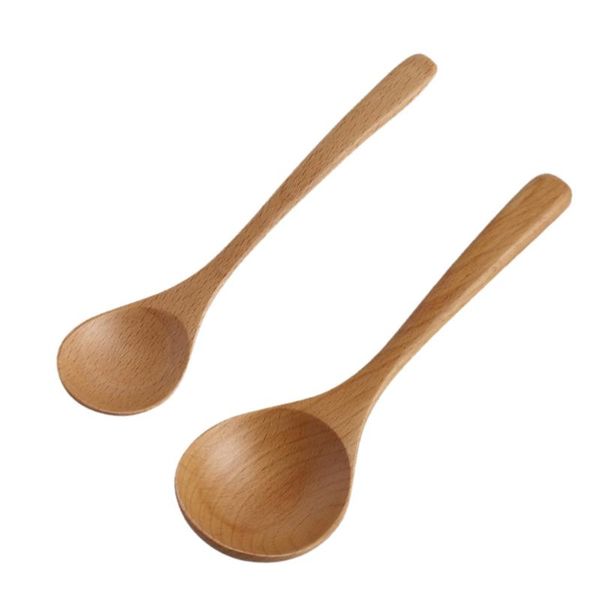 

spoons 2pcs wooden long handle soup porridge for home (khaki)