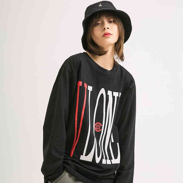 

long 2021 brand v hoodie trendy edison chen high street couple wang yibo loose trend round neck pure cotton sweater terry men's big aut, Black