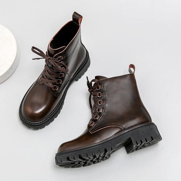 

boots 2021 british style women's leather thick-soled thick-heel riding spring and autumn mid-tube single, Black