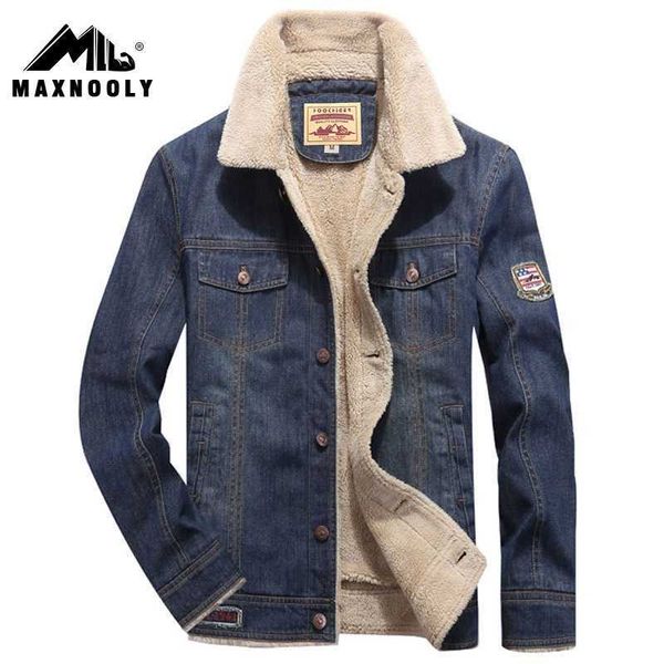 

manli men's plush thickened denim large cotton padded winter jacket tide 3226, Black