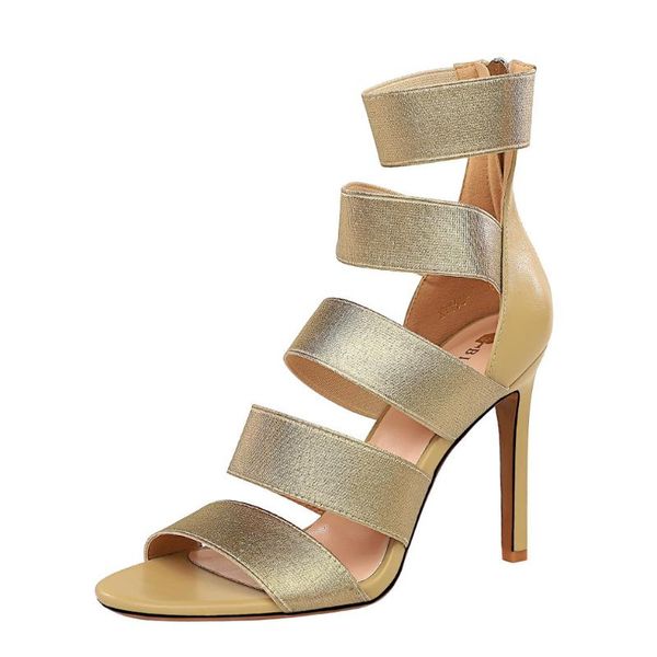 

women's banquet nightclub slimming elastic band ultra-high heel thin high heels cool sandals shoes g0324, Black