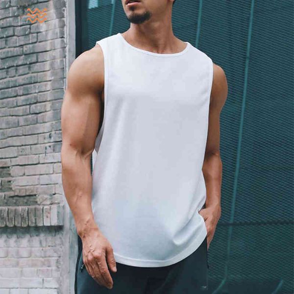 

new summer gym clothing mesh sports tank men bodybuilding sleeveless t shirt mens fitness stringer tankrunning vest 210421, White;black