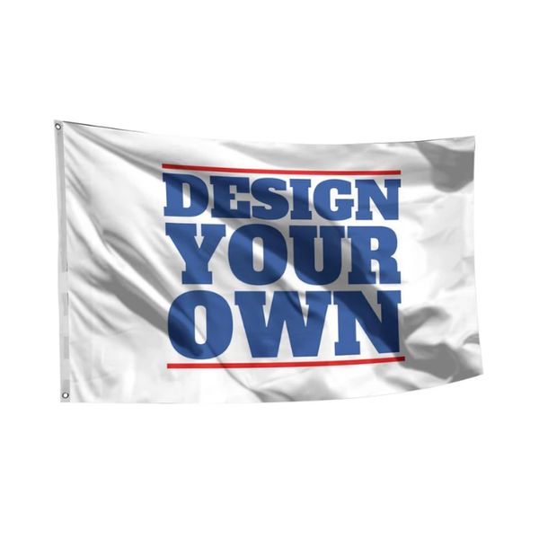 Bandiere personalizzate 3x5ft Banner 100% poliestere Stampa digitale per promozione pubblicitaria di alta qualità per interni ed esterni con occhielli in ottone