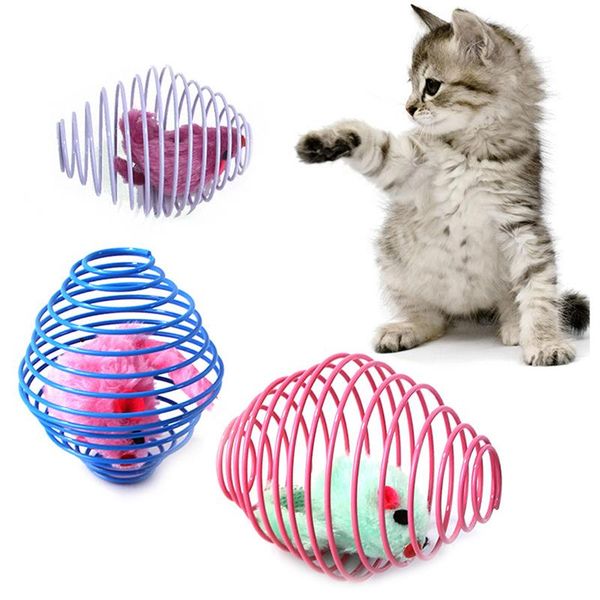 

cat toys 1pc mice toy pet entertaining mouse in cage kitten interactive chew training random color