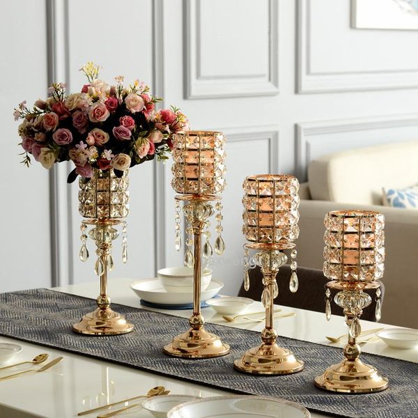 

exquisite nordic candlestick ornaments gold crystal table candle holders for home christmas wedding decor gifts