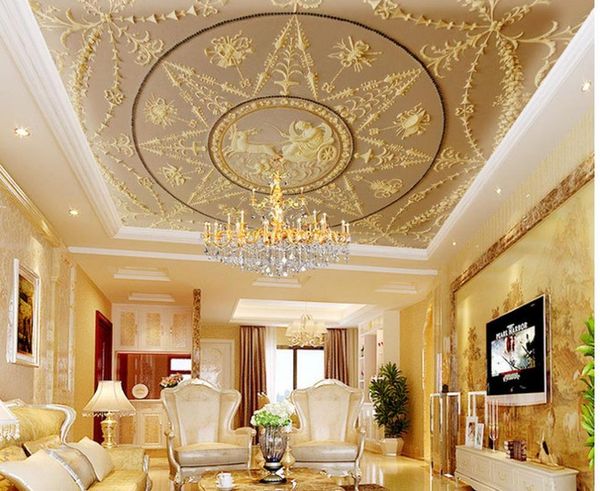 

wallpapers wallpaper 3d ceiling european style classical living room embossed zenith decoration murals