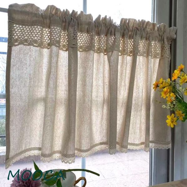 

curtain & drapes half with crochet lace short kitchen cotton linen caffee curtaincabinet dust-proof