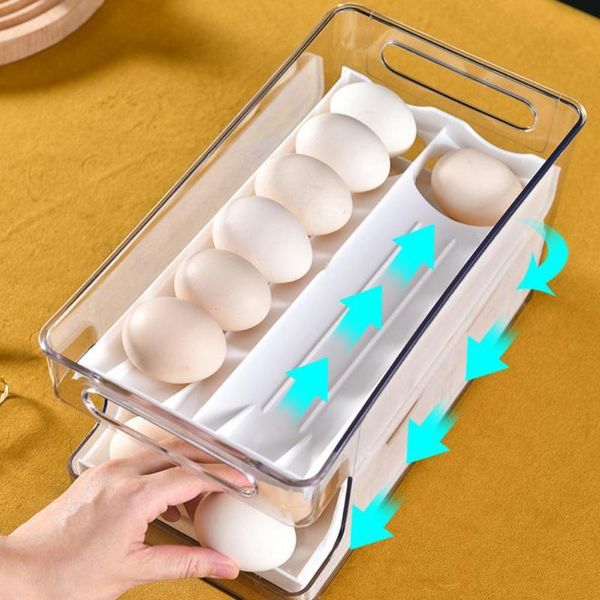 

storage bottles & jars household egg box drawer-type refrigerator plastic transparent dumpling double layer tray