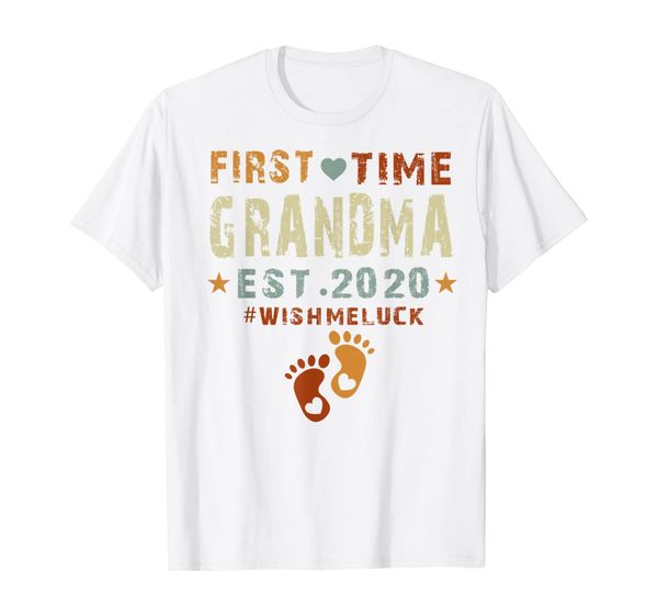 

first time grandma est 2020-promoted to grandma 2020 t-shirt, White;black