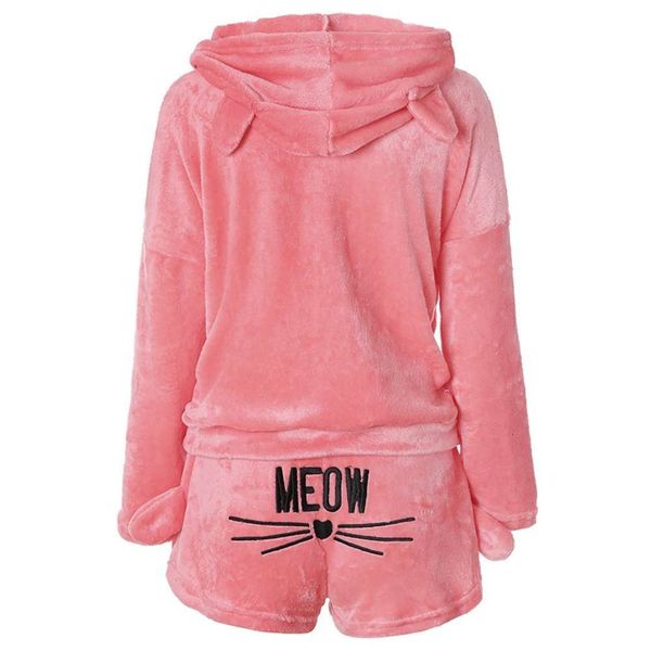 

women's women pajama sets autumn winter flannel cartoon warm pyjamas animal sleepwear cat cute female girls homewear s-5xl 022601 79pb, Black;red