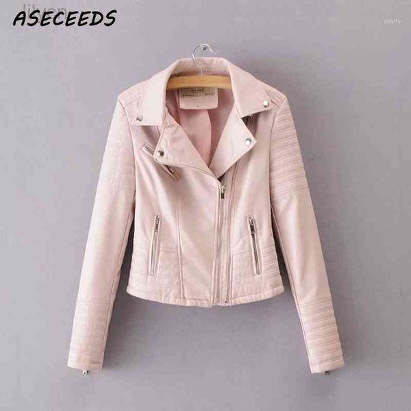 

women spring zipper ladies motorcycle coat punk jackets faux leather pu jacket long sleeve biker jacket street outwear1, Black