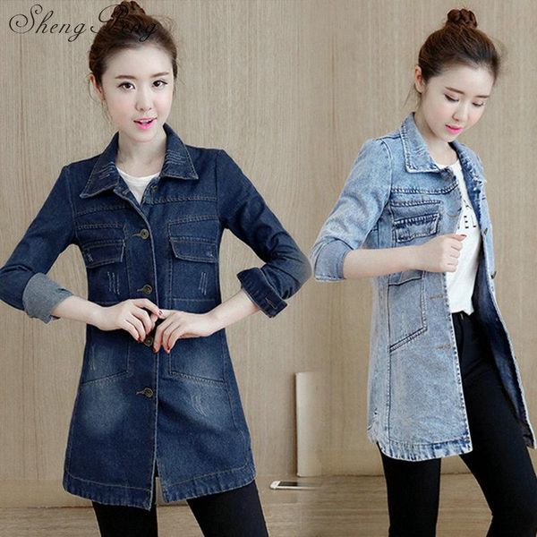 

women's jackets 2021 fashion women denim windbreaker long female jean for casual vintage cowboy outerwear cc461, Black;brown