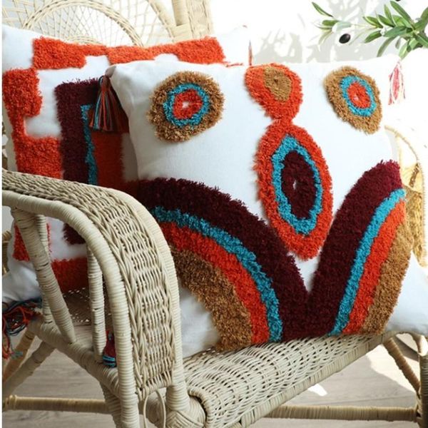 

cushion/decorative pillow morroccan style cushion cover with tassels 45x45cm plillow home decoration tufted for sofa bed chair kilim throw p