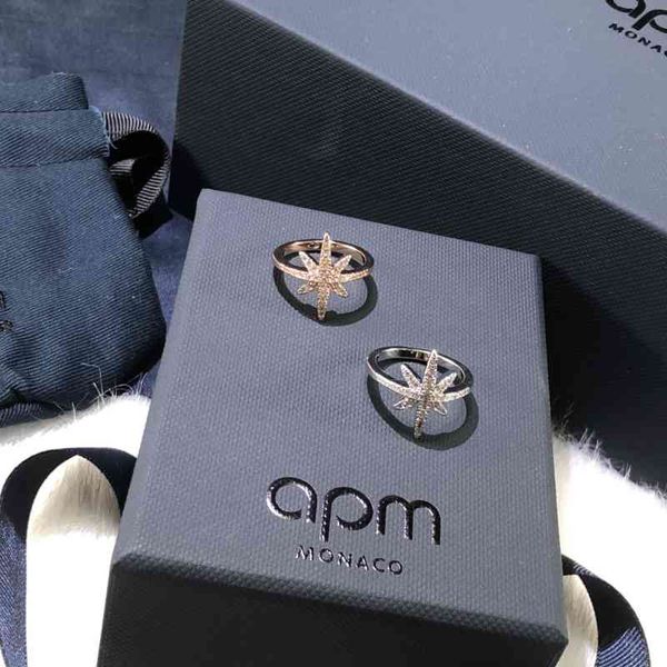 

band rings finger a korean version east gate sterling silver six pointed star female minority design simple zircon inlaid rose gold tide