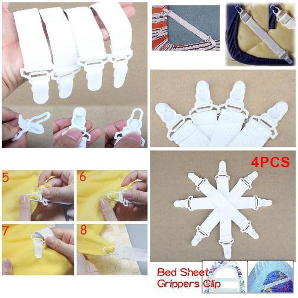 

hooks & rails 4 pcs bed sheet fasteners clip elastic suspenders grippers holder fkxe
