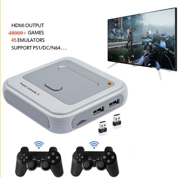 

portable game players super console x 2.4g wireless player 40000 retro ps1 nes gb games support wifi lan 4k media tv box gaming consoles