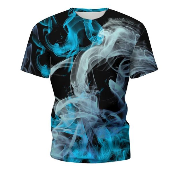 

men's t-shirts summer color smoke t-shirt ladies and children's round neck 3dt shirt creative personality sports breathable top, White;black