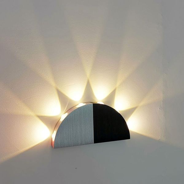 

wall lamp modern simple 6w black silver semi-circle aluminum led for bedroom kitchen living room baby decoration