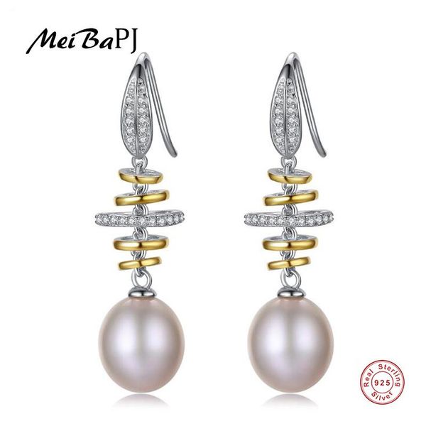 

dangle & chandelier [meibapj]natural freshwater pearl water drop earrings real 925 sterling silver fashion for women