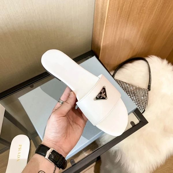 

new luxury brand designer shoes ladies summer slippers genuine leather sandals 34-41 60% off store online, Black