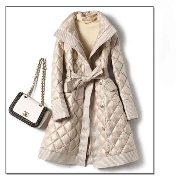 

Women's Wool & Blends Mid-Length Women Winter Stand Collar Rhombus Quilting Down Padded Coat winter jacket women ropa mujer invierno parkas 7BBR, Black