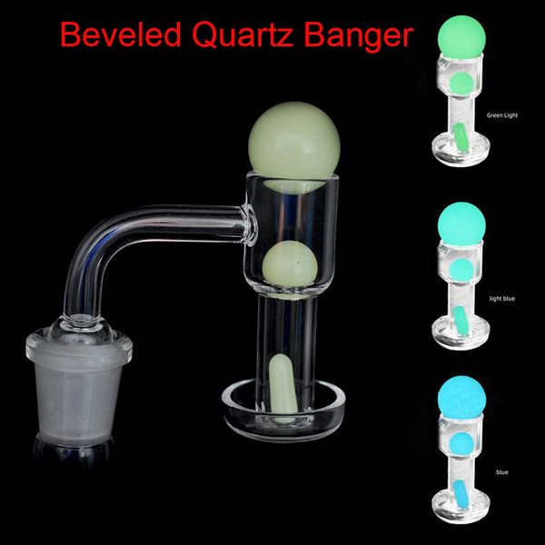 Terp Slurper Quartz Banger com grânulos de vidro brilhantes luminosos pérolas pílula de mármore de rubi para água Bongo Dab Dab Prego Beveled Edge liquidificador