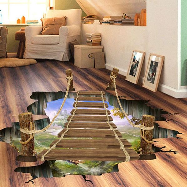 

wall stickers 3d mural small bridge suspension nature landscape po background flooring wallpaper for bathroom decor can csv