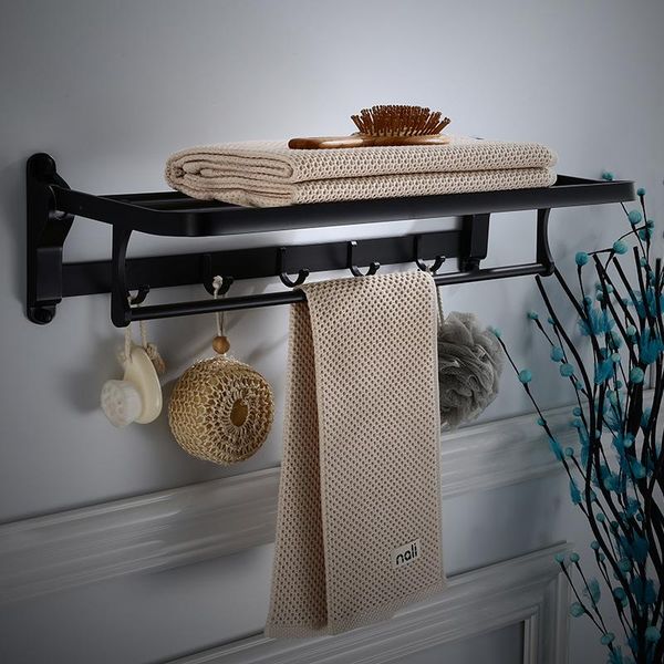 

towel racks folding movable bath holder aluminum black/white bathroom rack bar
