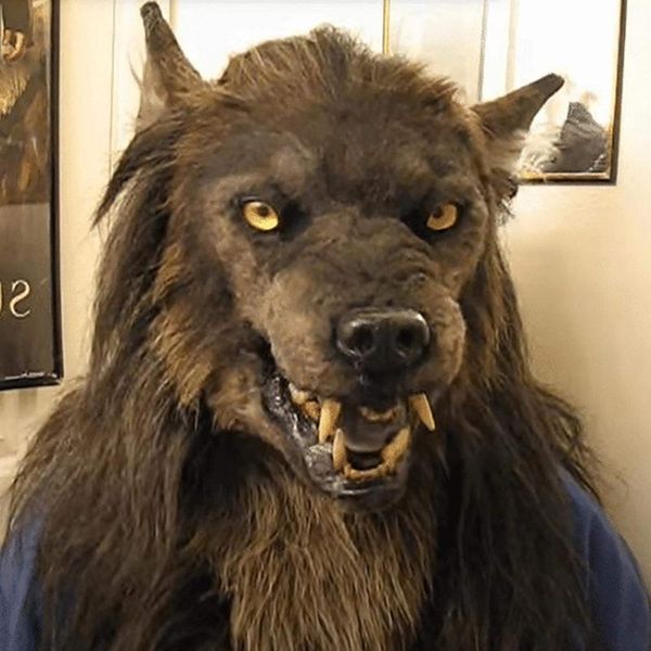 

party favor simulation werewolf costume gags mask halloween animal rotate headwear latex wolf face masks cosplay faceshields masker