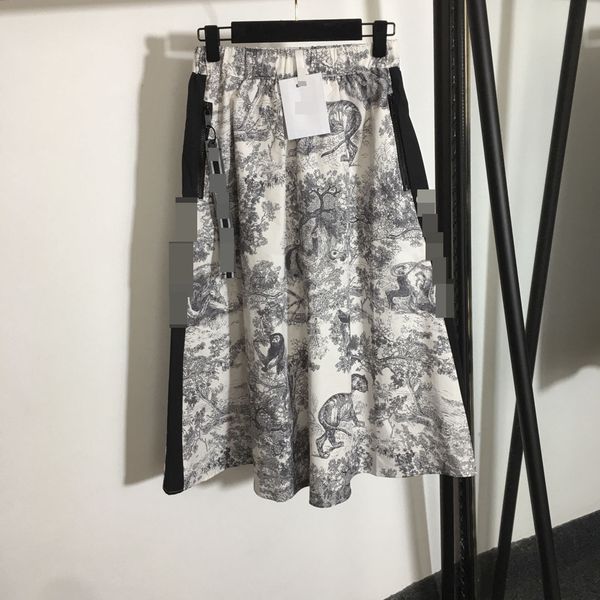 

625 2021 runway dress spring summer dress brand same style empire half skirt flora print fashion meiyi, Black