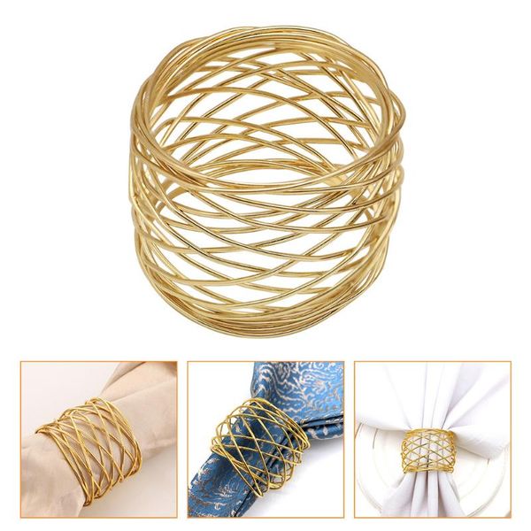 

napkin rings 4pcs creative wire plated metal buckles for home (golden)