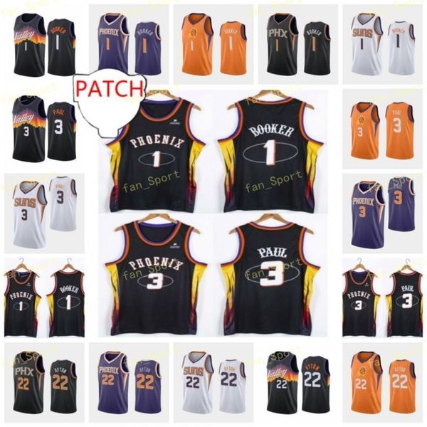

75th finales devin 1 booker chris 3 paul jersey deandre 22 ayton bound steve nash basketball purple swingman charles barkley city mitchell, Black