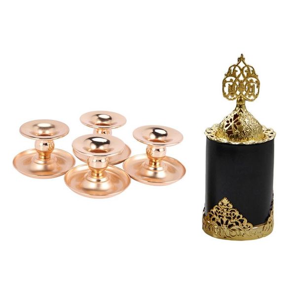 

fragrance lamps 2pcs candle holder gold candelabra wedding stand with nordic ceramics incense burner holder,arabic style