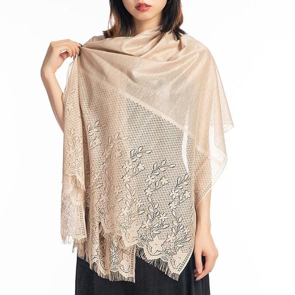 

scarves women lace scarf and shawls elegant floral hollow out tulle wedding party wraps ping, Blue;gray