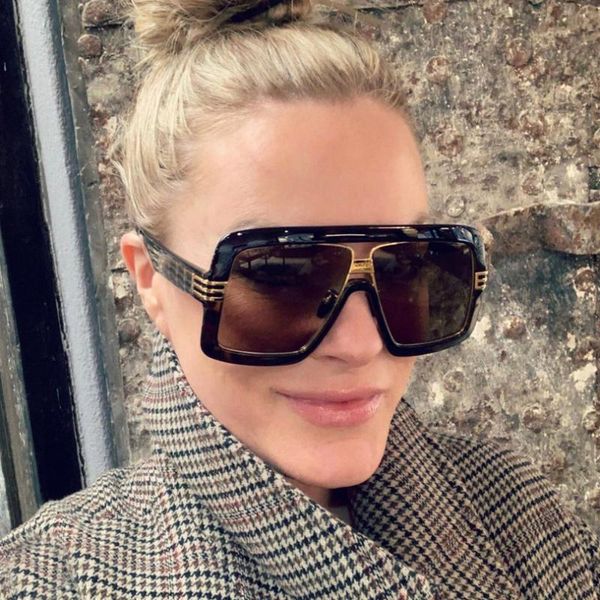 

outdoor eyewear square sunglasses women with gold metal details flat acetate frame