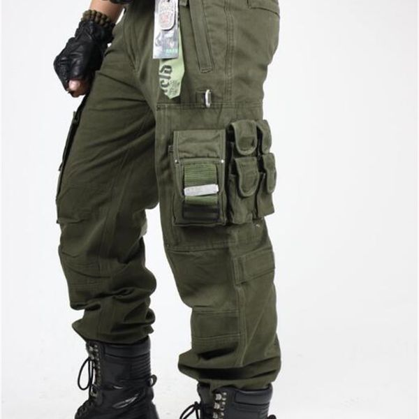 

men's pants pants, military uniform, multi pocket, Black