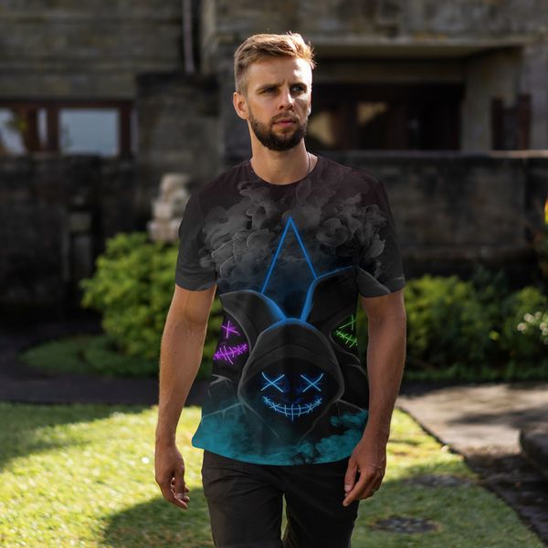 

blue printed 3d printed t-shirts are unique, stylish, beautiful, breathable and comfortable. daily party travel visual impact gothic style m, White;black