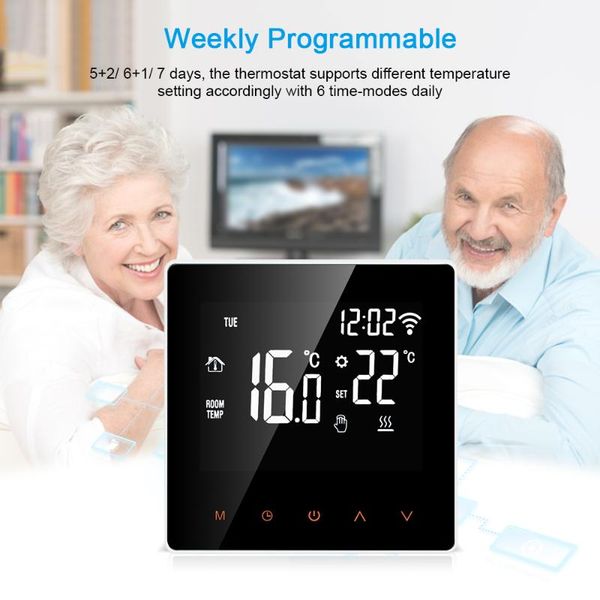 

smart home control thermostat digital temperature controller lcd displaytouch screen week programmable electric floor heating