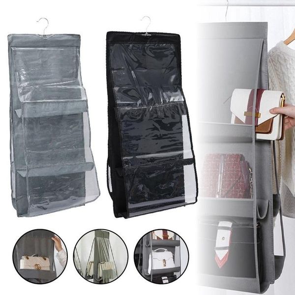 

storage boxes & bins 6 pocket hanging handbag organizer wardrobe three-dimensional bag for closet