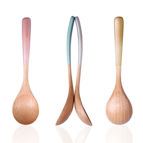 

spoons handle wooden spoon curved small beech wood rice household tableware tool