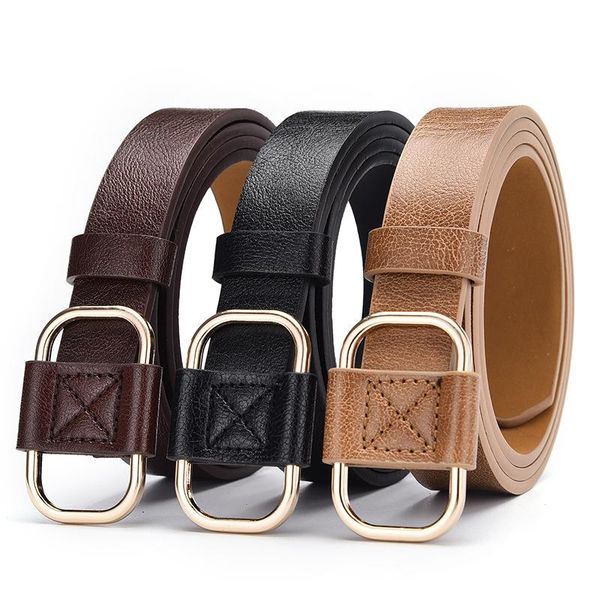 

belts retro punk women belt alloy pin buckle leather for ladies jeans decorative casual waist straps, Black;brown